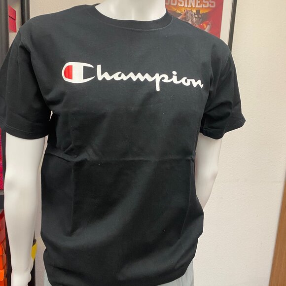 Champion BLACK Crew neck Short Sleeve T-shirt Men's US Size Medium - Picture 1 of 5